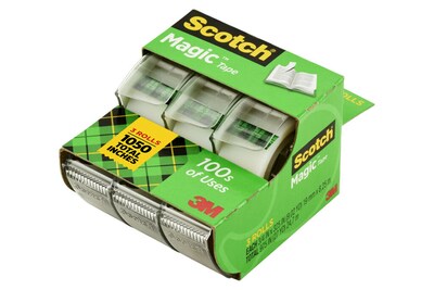 Scotch Magic Invisible Tape with Refillable Dispenser, 3/4 x 8.33 yds., 3/Pack (3105)