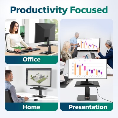 Purely S502 Ergonomic Adjustable Monitor Riser & Laptop Docking Station with Wireless Charging, Black (PMS502DS)