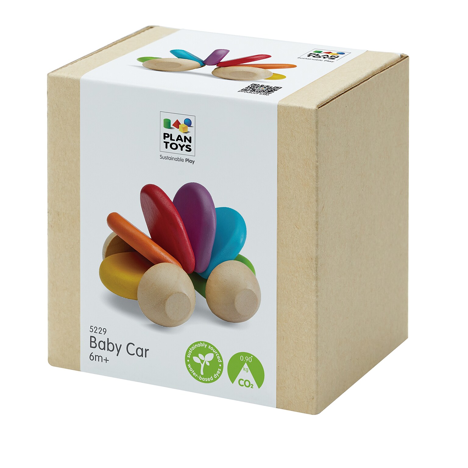 Plan Toys Wooden Baby Car Push Toy, Multicolored (PTS5229)