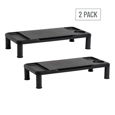 Mind Reader Monitor Stand Desktop Organizer, Plastic, 2/Pack, Black