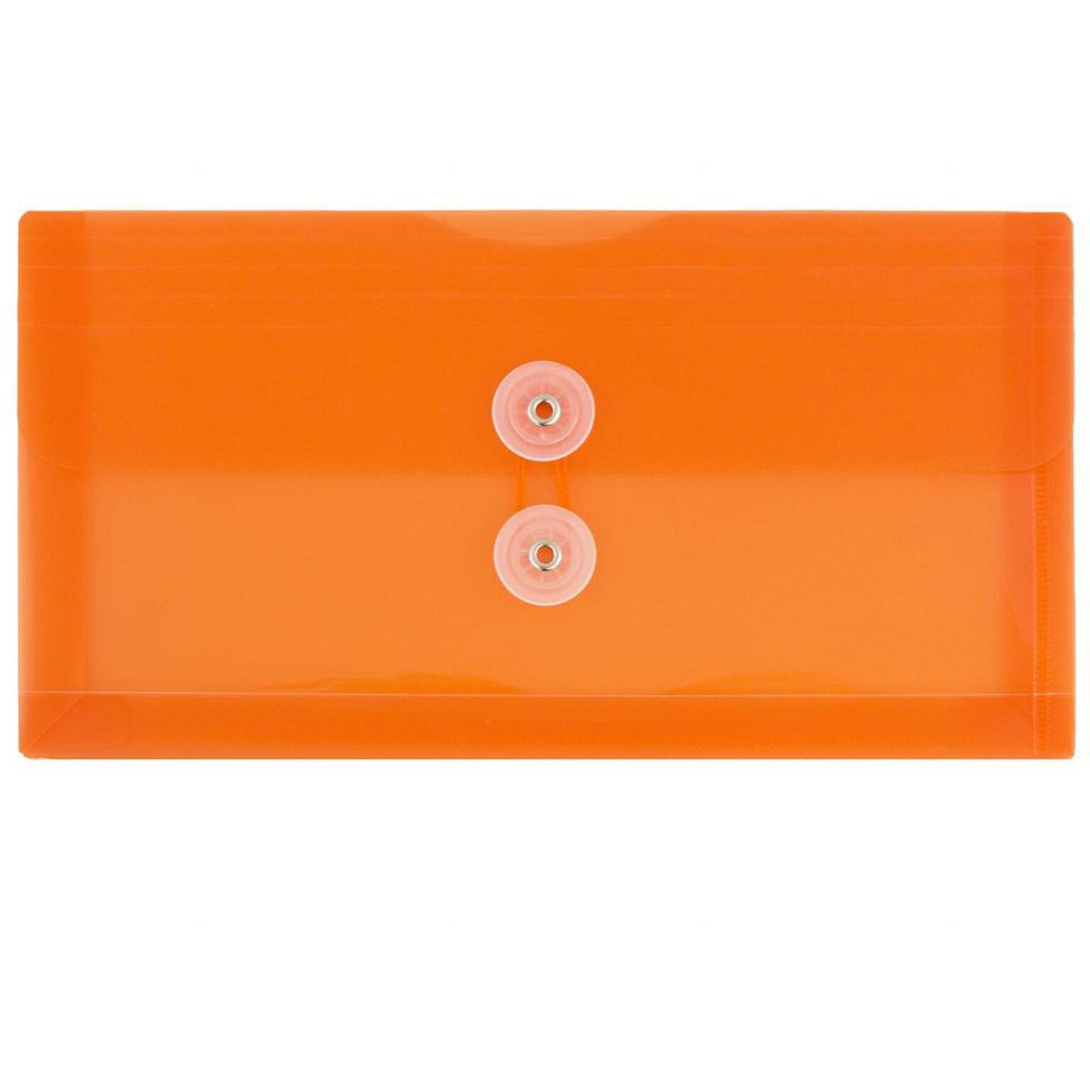 JAM Paper Premium Plastic Filing Envelope with Button & String Closure, Orange, 3/Pack (921B1ORX3)