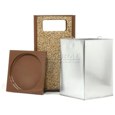 Global Industrial Stone Panel Trash Sand Urn, 12 Gallon Capacity, 13-1/2W x 13-1/2D x 32H, Brown