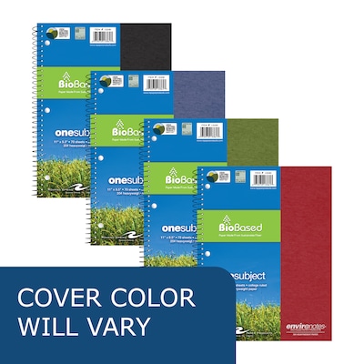 Roaring Spring Paper Products BioBased 1-Subject Notebooks, 8.5 x 11, College Ruled, 70 Sheets (13361)