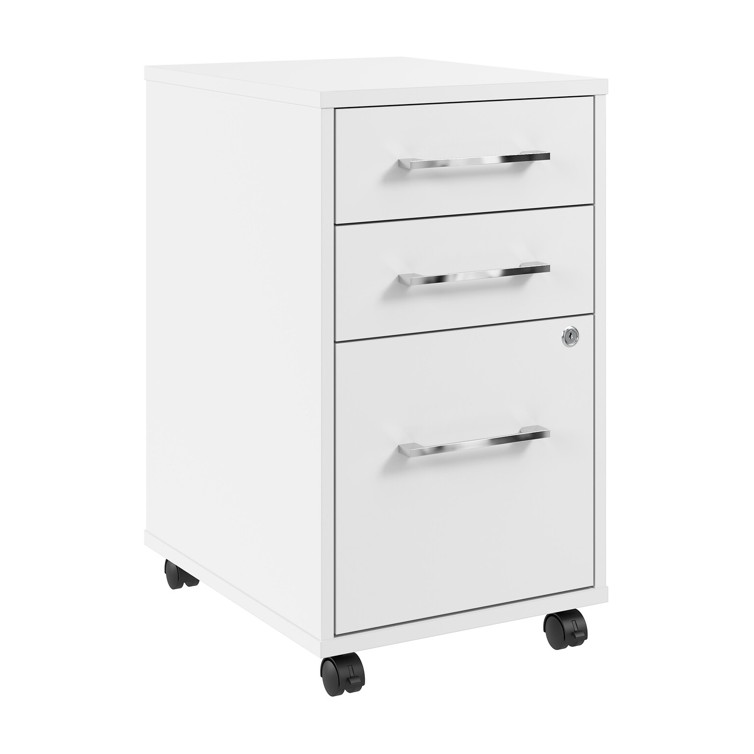 Bush Business Furniture Hustle 3 Drawer Mobile File Cabinet, White (HUF116WH)