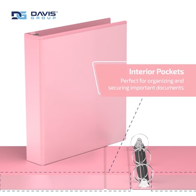 Davis Group, 1.5", 8.5" x 11", Round Ring View Binder, Pastel Color, Blush, 6/Pack (7412-11-06)