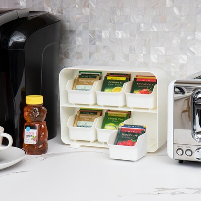 Mind Reader Clutch 6 drawer Tea Bag Holder, White (STBORG-WHT)