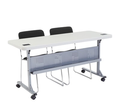 National Public Seating BPFT Series Foldable Rectangular Training Table, 24"W x 60"D, Plastic, Speckled Grey (BPFT2460)