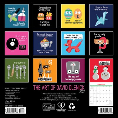 2027 Willow Creek The Art of David Olenick 7 x 7 Monthly Wall Calendar, Assorted Colors (64238)