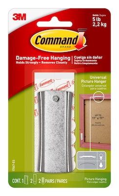 Command Large  Hanger w/ Stabilizer Strips, 5 lb., Silver (17047-ES)