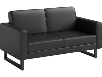 Safco Mirella 54 Vinyl Lounge Settee, Black (1731MRL2BLKBL)