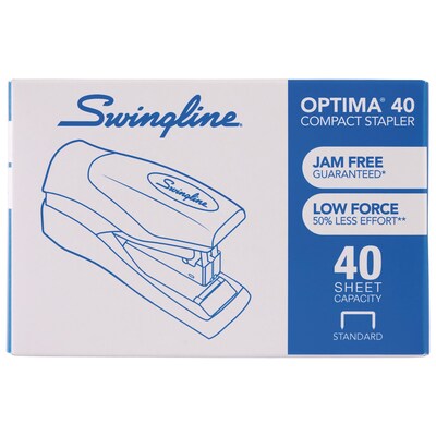 Swingline Optima 40 Compact Reduced Effort Stapler, 40-Sheet Capacity, Black/Silver (87842)