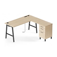 Union & Scale™ Essentials 60W L-Shaped Desk, Natural (UN60420)