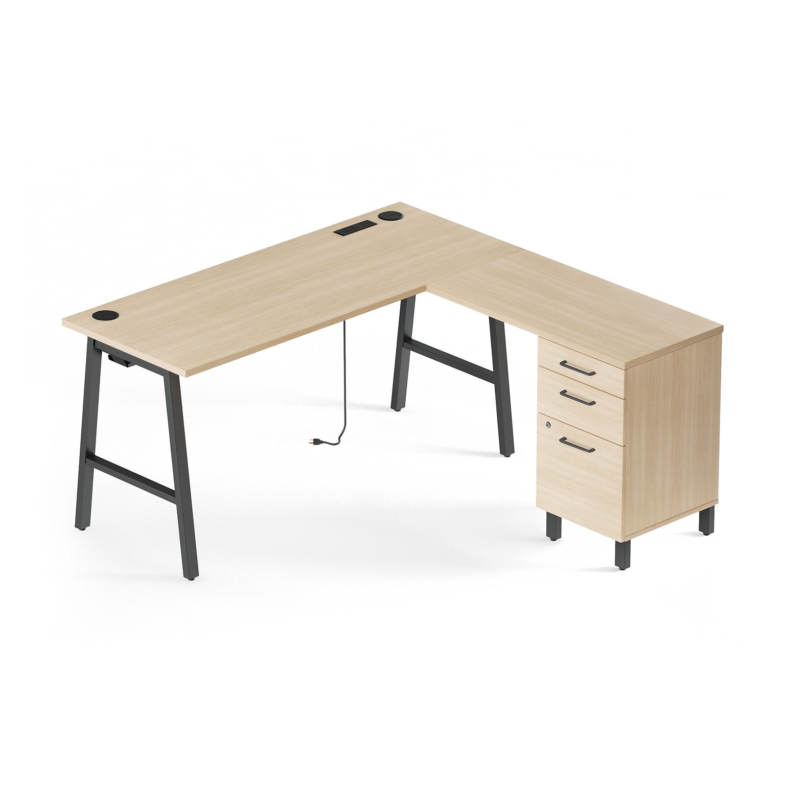 Union & Scale™ Essentials 60 L-Shaped Desk, Natural (UN60420)