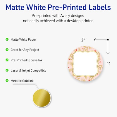 Avery Circle Multipurpose Labels, 2 Dia., White, 120/Pack (19479370481)