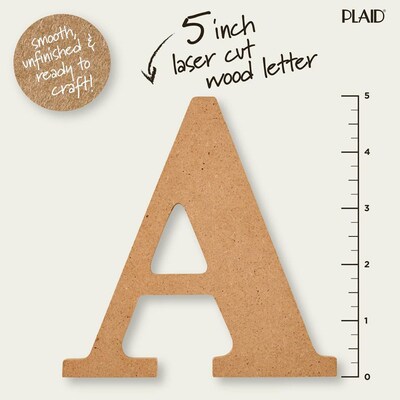 Plaid MDF Letters, 5", Brown Oxide, 12/Pack (PDE63554-12)