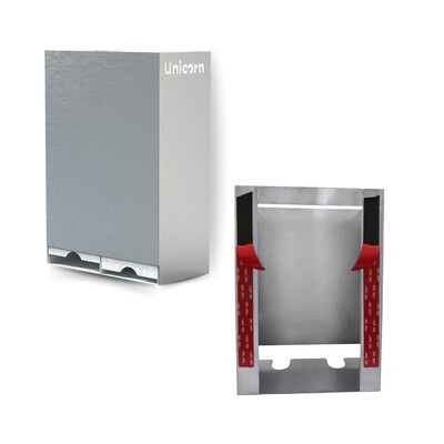 Unicorn Pads and Tampons Sanitary Dispenser, Surface Mounted, 12" x 4", Silver Steel (TOP-08623)