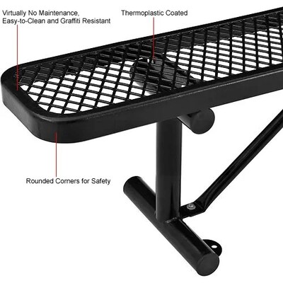 Global Industrial 6' Outdoor Steel Flat Bench, Expanded Metal, Black (277156BK)