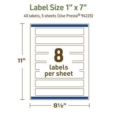 Avery Dissolvable Rectangle Multipurpose Labels, 1" x 7", Off-white, 40/Pack (94225)