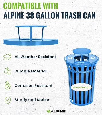 Alpine Industries Metal Commercial Outdoor Rain Bonnet Lid for 38-Gallon Recycling Receptacle, Blue (479-38-A-BLU)