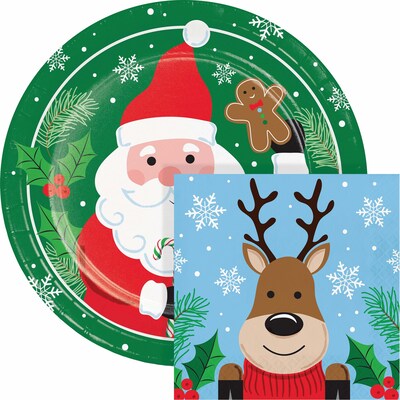 Say Hooray! Christmas Cheer Paper Plates and Napkins Kit, Multicolored, 48/Pack (DTC9393E2G)