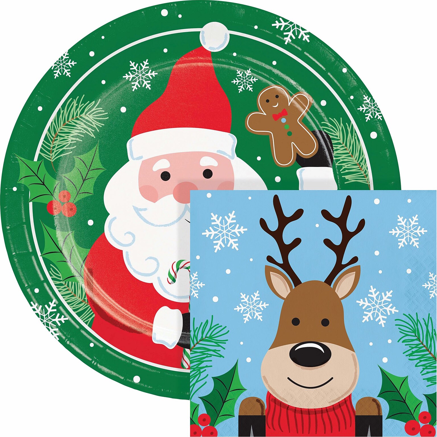 Say Hooray! Christmas Cheer Paper Plates and Napkins Kit, Multicolored, 48/Pack (DTC9393E2G)