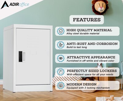 AdirOffice 24"H Single Tier White Storage Locker (ADI629-02-WHI-DL)
