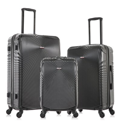 DUKAP INCEPTION 3-Piece Hardside Spinner Carry-On Luggage Set, TSA Checkpoint Friendly, Black (DKINCSML-BLK)