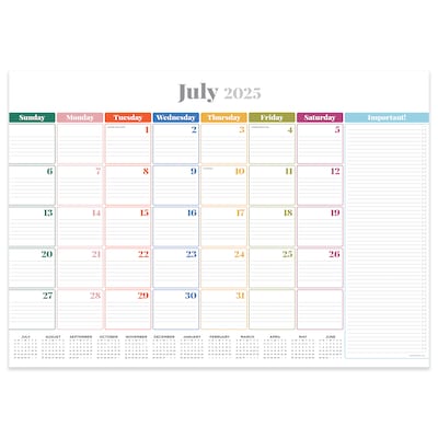 2025-2026 TF Publishing Rainbow Blocks 17 x 12 Academic Monthly Desk Pad Calendar (AY26-8504)