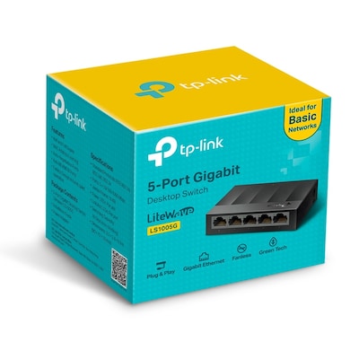 TP-Link LiteWave 5-Port Gigabit Unmanaged, 10/100/1000Mbps, Black (LS1005G)