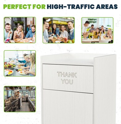 Alpine Industries Wood Trash Can Enclosure with Tray Top, 40 Gallon, White, 2/Pack (476-WHI-2PK)