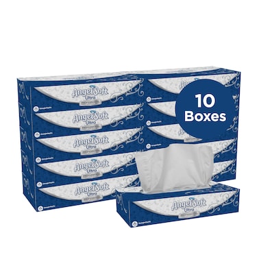 Angel Soft Ultra Professional Series Standard Facial Tissues, 2-Ply, 125 Sheets/Box, 10 Boxes/Pack (