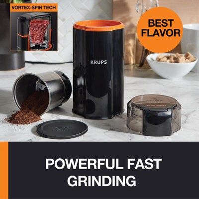 Krups Silent Vortex Blade Coffee Grinder, Black (GX332850)