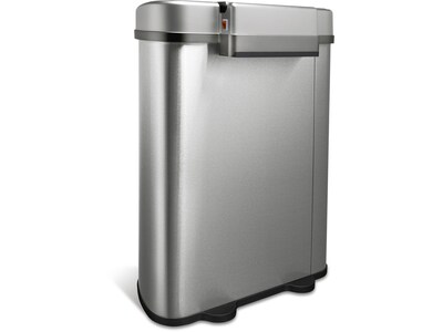 Nine Stars Stainless Steel Dual-Compartment Motion Sensor Trash Can, 18.5-Gallon, Silver (DZT-70-R3)