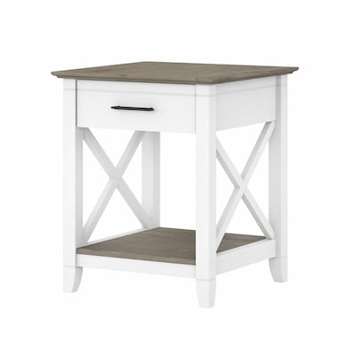 Bush Furniture Key West 20 x 20 End Table, Shiplap Gray/Pure White (KWT120G2W-03)