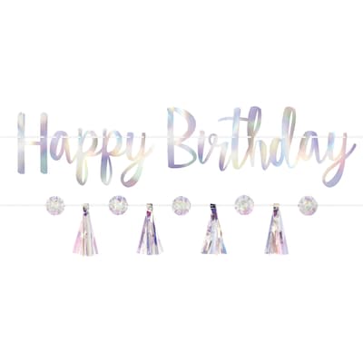 Party City Luminous Birthday Banners, Iridescent, 2/Pack (AM120881-NS)