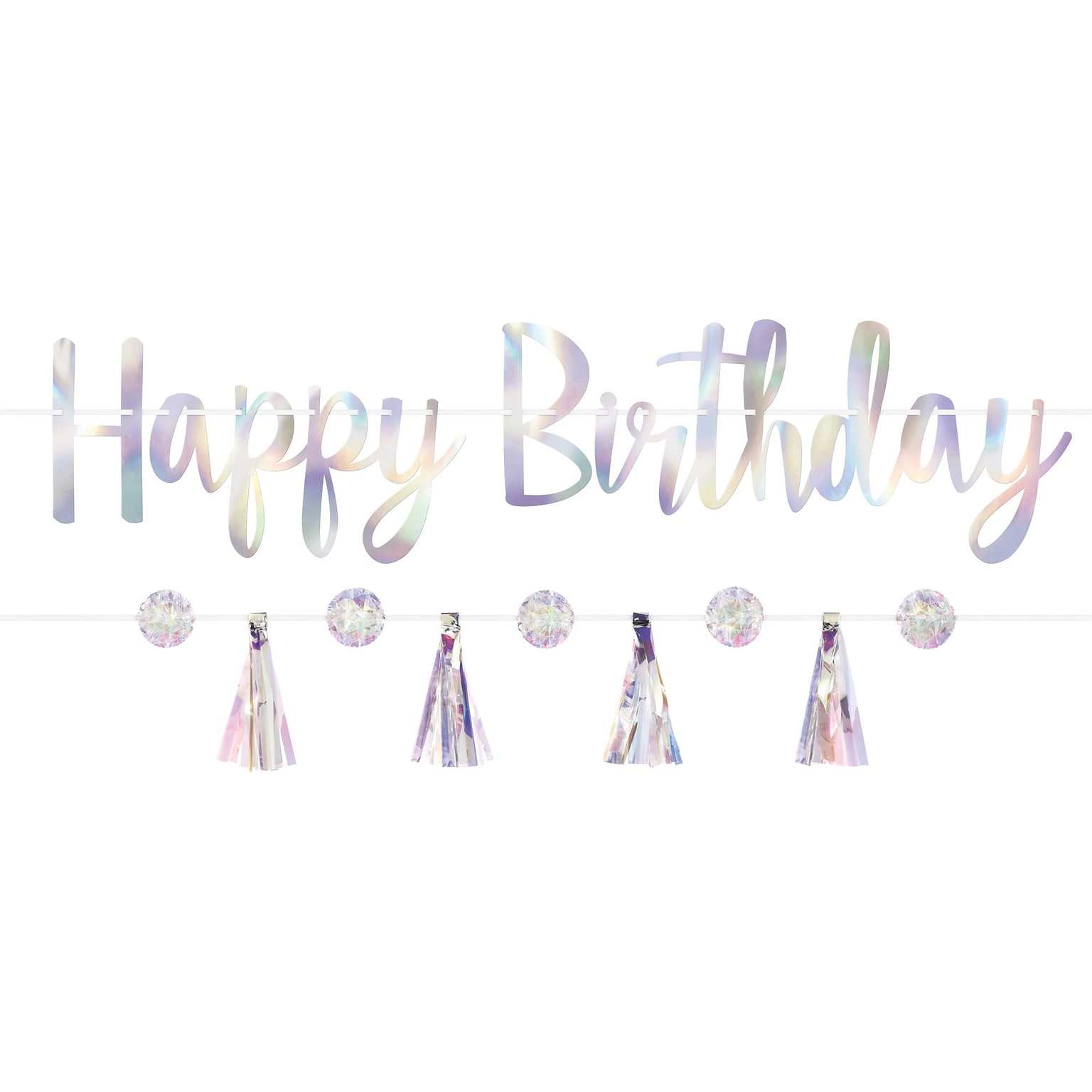 Party City Luminous Birthday Banners, Iridescent, 2/Pack (AM120881-NS)