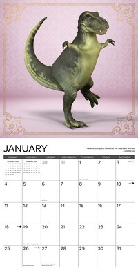 2026 Willow Creek T-Rex Yoga 12" x 12" Monthly Wall Calendar (52921)