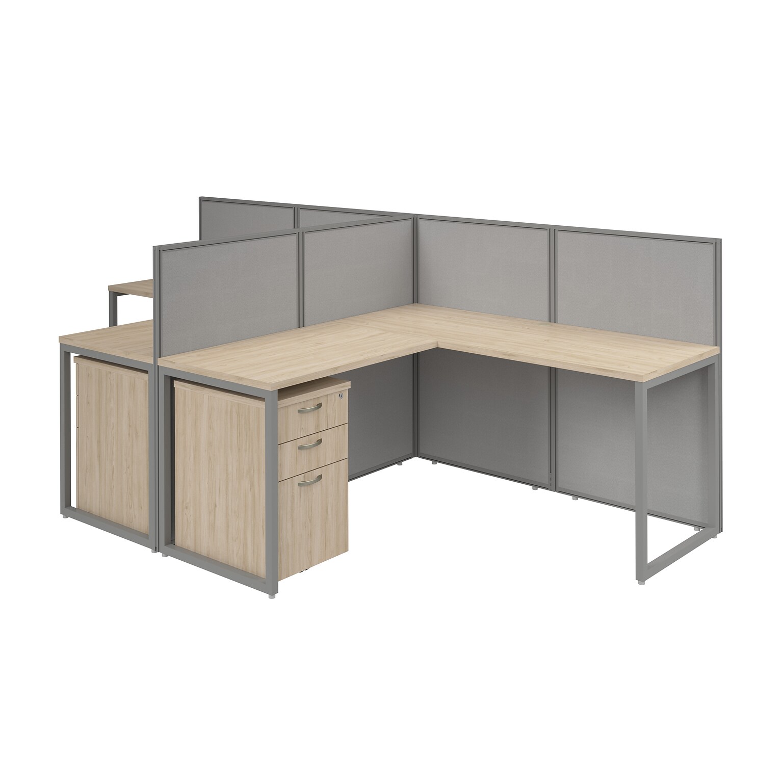 Bush Business Furniture Easy Office 45H x 119W 2 Person T-Shaped Cubicle Panel Workstation, Natural Elm (EOD560SNE-03K)
