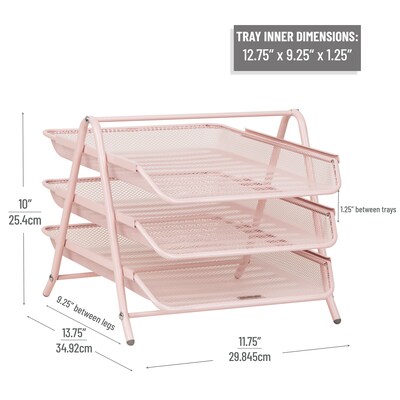 Mind Reader Metal Front Loading Letter Tray, Pink (3TPAPER-PNK)
