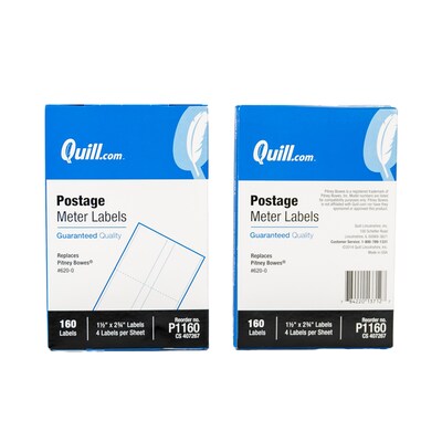 Quill Brand® Postage Meter Self-Adhesive Labels, 1-1/2 x 2-3/4, White, 160 Labels/Pack (P1160)