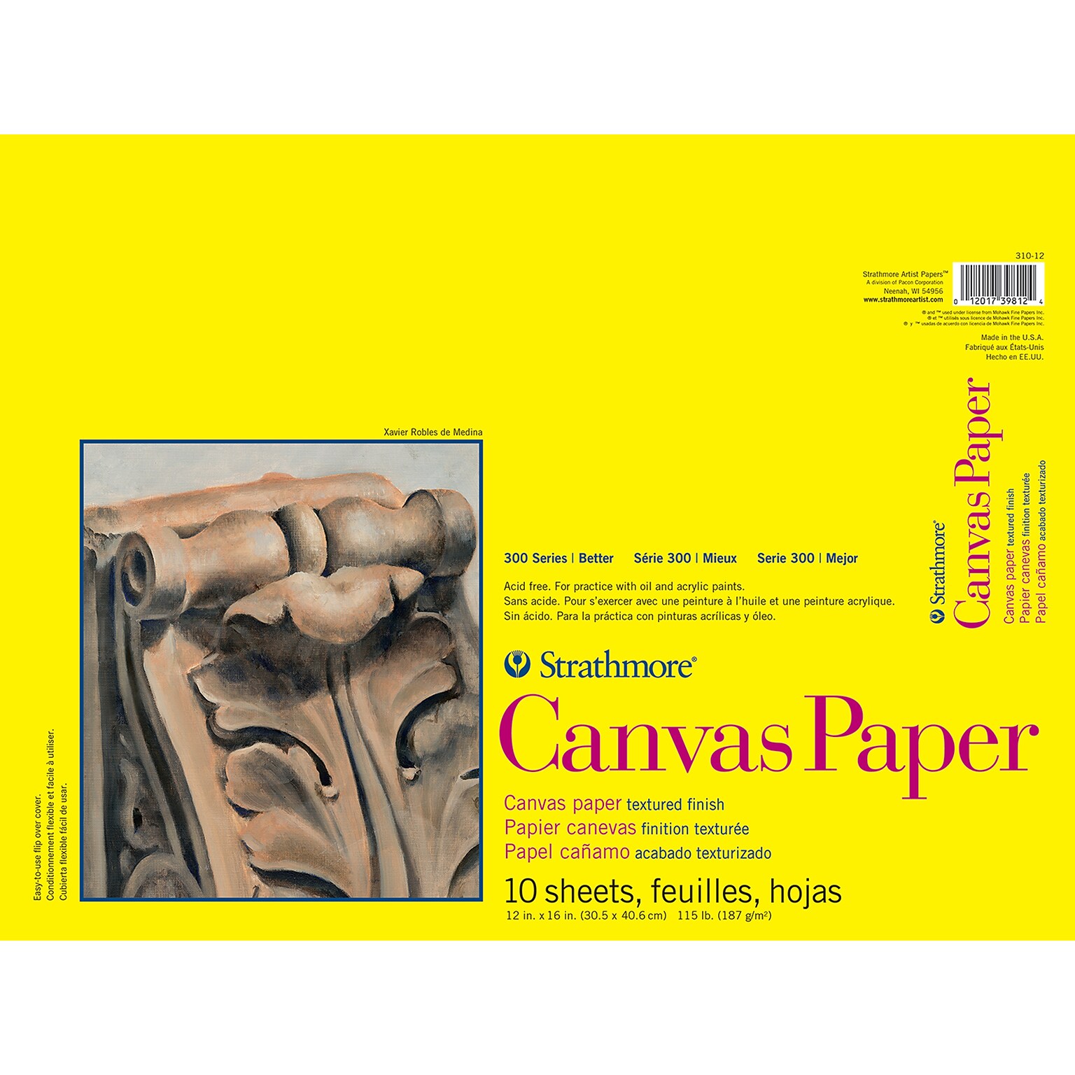Strathmore 300 Series 12 x 16 Canvas Paper Pad, 10 Sheets/Pad (STTP310121)