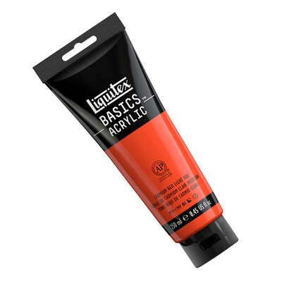 Liquitex BASICS Acrylic Paint Tube, Cadmium Red Light Hue, 250 mL (LIQ4385510)