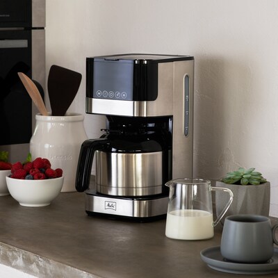Melitta Aroma Tocco 8-Cups Automatic Drip Coffee Maker, Black/Stainless Steel (MCM010PULBK1)