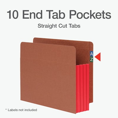 Pendaflex File Pocket, 3 1/2 Expansion, Letter Size, Brown/Red, 10/Box (1007024)