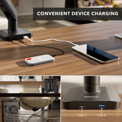 Mount-It! ProFlex Adjustable Heavy-Duty Single Monitor Mount with Gas Spring Arm, Fits 17"– 49" Ultrawide Monitors, Matte Black