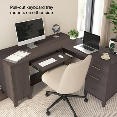 Bush Home Somerset 60"W L Shaped Office Desk with Storage, Storm Gray (WC81530K)