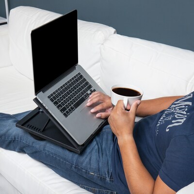 Mind Reader 11 x 14.75 Plastic Lap Desk with Cushion, Black (LTADJUST-BLK)