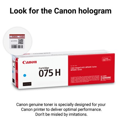 Canon 075 Cyan High Yield Toner Cartridge, Prints Up to 2,500 Pages (6368C001)