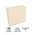 Quill Brand® Premium Reinforced File Folders, Straight Cut, Letter Size, Manila, 100/Box (751133)