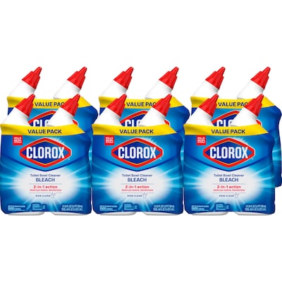 Clorox Disinfecting Toilet Bowl Cleaner with Bleach, Rain Clean Scent, 24 Oz., 2/Pack (30924)